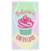 Custom Pink Birthday Cupcake Personalisiert Kleine Geschenktüte (Rückseite)