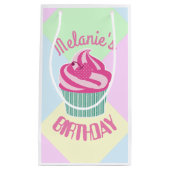 Custom Pink Birthday Cupcake Personalisiert Kleine Geschenktüte (Vorderseite)