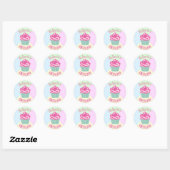 Custom Pink Birthday Cupcake Personalisiert Runder Aufkleber (Blatt)