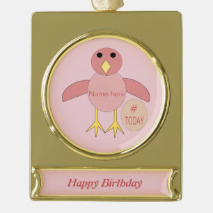 Custom Pink Birthday Girl Banner-Ornament Gold