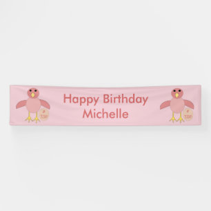 Custom Pink Birthday Girl Chick Banner