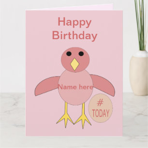 Custom Pink Birthday Girl Chick Card Karte