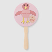 Custom Pink Birthday Girl Chick Hand Fan Fächer (Rückseite)