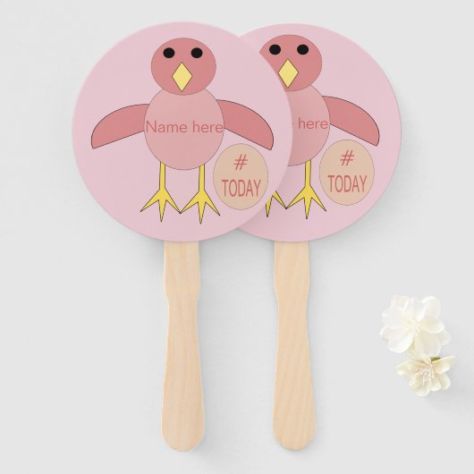 Custom Pink Birthday Girl Chick Hand Fan Fächer (Vorne und Hinten)