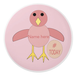 Custom Pink Birthday Girl Chick Keramik Knock Keramikknauf