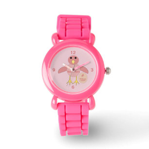 Custom Pink Birthday Girl Chick Kids Watch Armbanduhr