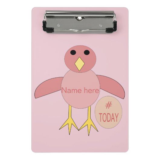 Custom Pink Birthday Girl Chick Mini Clipboard Klemmbrett (Vorderseite)