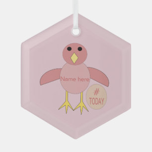Custom Pink Birthday Girl Chick Ornament Aus Glas