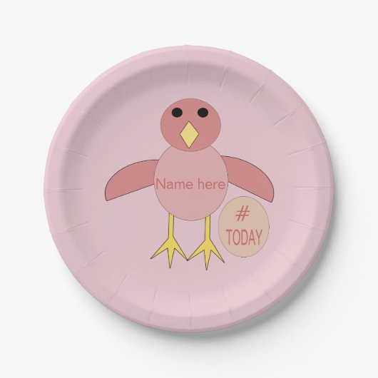 Custom Pink Birthday Girl Chick Paper Party Teller (Vorderseite)