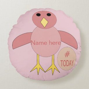 Custom Pink Birthday Girl Chick Pillow Rundes Kissen