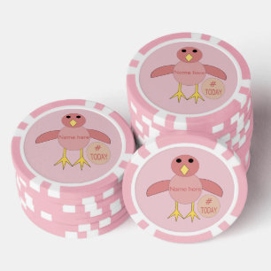 Custom Pink Birthday Girl Chick Pokerchips