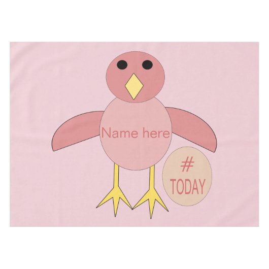 Custom Pink Birthday Girl Chick Tableclout Tischdecke (Vorderseite (Horizontal))