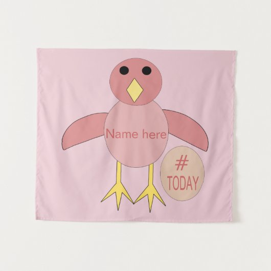 Custom Pink Birthday Girl Chick Tapestry Wandteppich (Vorderseite (Horizontal))