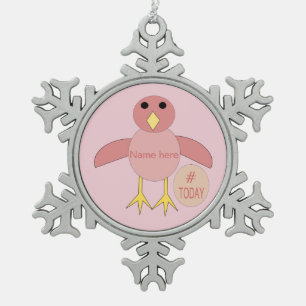 Custom Pink Birthday Girl Schneeflocken Zinn-Ornament
