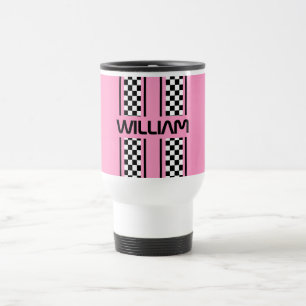 Custom Pink Black Auto Race Sport Reisebecher
