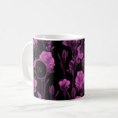Custom Pink Black Floral Coffee Tasse (Vorderseite Links)