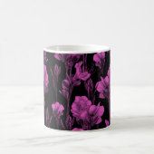 Custom Pink Black Floral Coffee Tasse (Mittel)