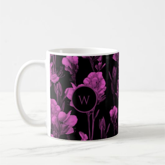 Custom Pink Black Floral Coffee Tasse (Links)