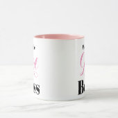 Custom Pink Black Girl Boss Elegant Script  Tasse (Zentrum)