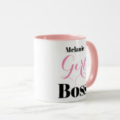 Custom Pink Black Girl Boss Elegant Script  Tasse (VorderseiteRechts)