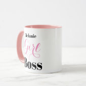 Custom Pink Black Girl Boss Elegant Script  Tasse (Vorderseite Links)