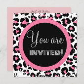 Custom Pink Black & White Cheetah Print Einladung (Vorne/Hinten)