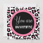 Custom Pink Black & White Cheetah Print Einladung (Vorderseite)