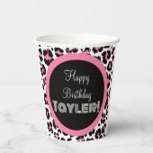 Custom Pink Black & White Cheetah Print Pappbecher (Rückseite)