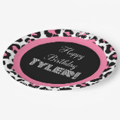 Custom Pink Black & White Cheetah Print Pappteller (Schrägansicht)
