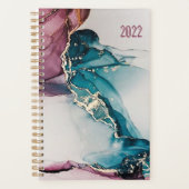 Custom Pink Blue Abstrakt Marble Undatiert Woche 2 Planer (Vorderseite)