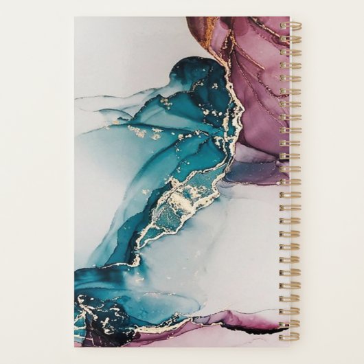 Custom Pink Blue Abstrakt Marble Undatiert Woche 2 Planer (Rückseite)