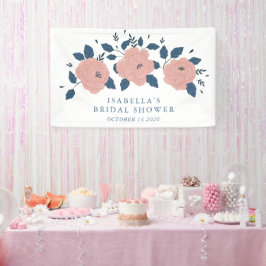 Custom Pink Blue Floral Willkommen in Brautparty Banner