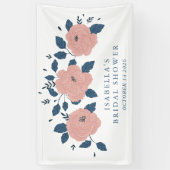 Custom Pink Blue Floral Willkommen in Brautparty Banner (Vertikal)