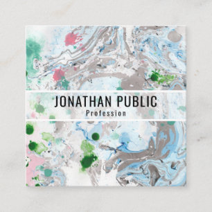 Custom Pink Blue Green Trendy Moderne Abstrakte Ku Quadratische Visitenkarte