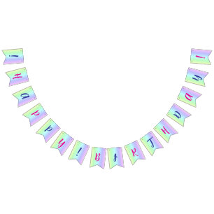 Custom Pink, Blue Happy Geburtstag! Rainbow Colorf Wimpelkette