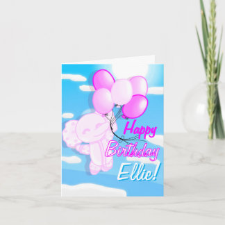 Custom Pink & Blue Niedlich Elephant Birthday Card Einladung