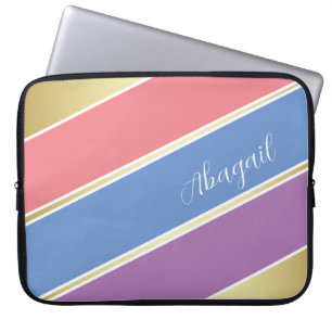 Custom Pink, Blue und Lavender Strip Art Laptopschutzhülle