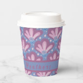 Custom Pink Blue Watercolor Floral Pappbecher (Vorderseite)