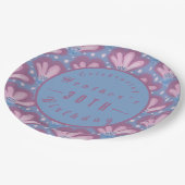 Custom Pink Blue Watercolor Floral Pappteller (Schrägansicht)