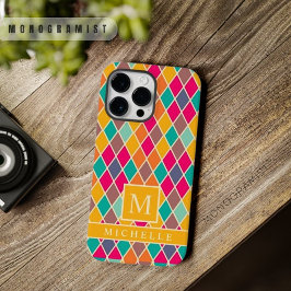Custom Pink Blue Yellow Lila Diamond Geometric Case-Mate iPhone 14 Pro Max Hülle