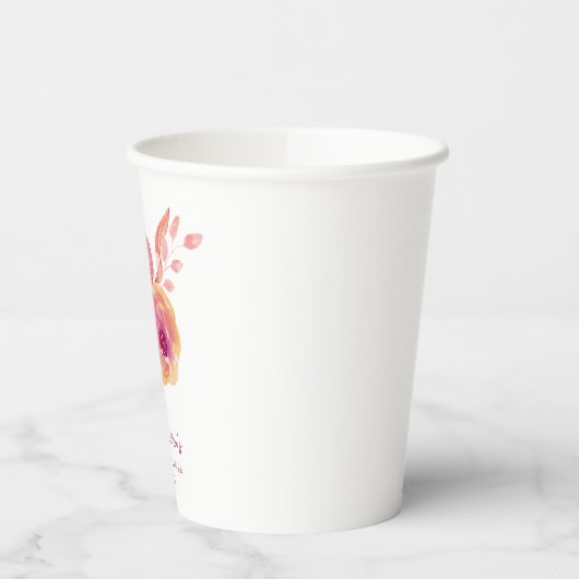 Custom Pink Boho Blumengarten Chic Brautparty Pappbecher (Links)