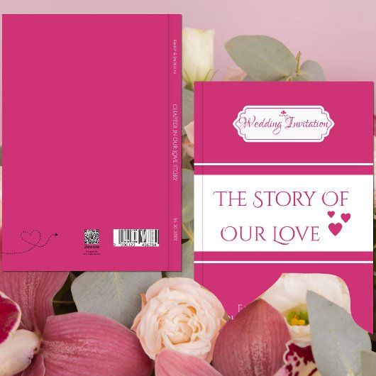 Custom Pink Book - Themed Wedding Einladung