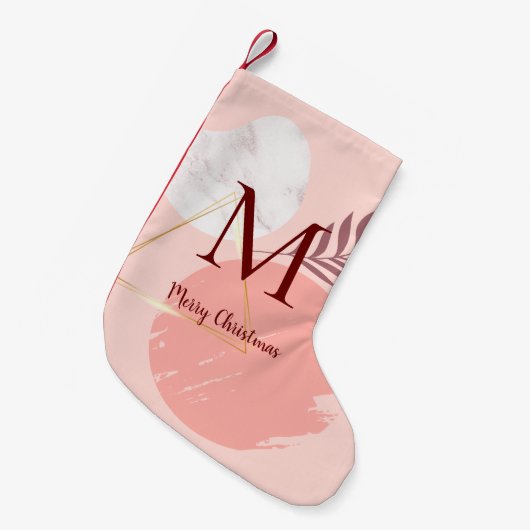 Custom Pink Botanical Modern Christmas Strumpf Kleiner Weihnachtsstrumpf (Vorderansicht (hängend))