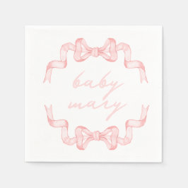 Custom Pink Bow Baby Dusche Napkins Serviette