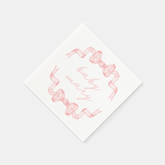 Custom Pink Bow Baby Dusche Napkins Serviette (Ecke)
