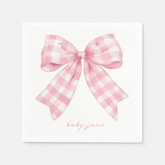 Custom Pink Bow Baby Dusche Napkins Serviette (Vorderseite)