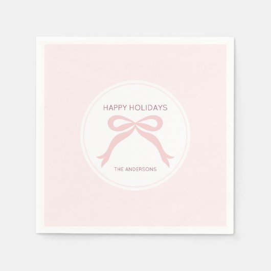 Custom Pink Bow Holiday Serviette (Vorderseite)