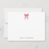 Custom Pink Bow Note Card Mitteilungskarte (Vorderseite)