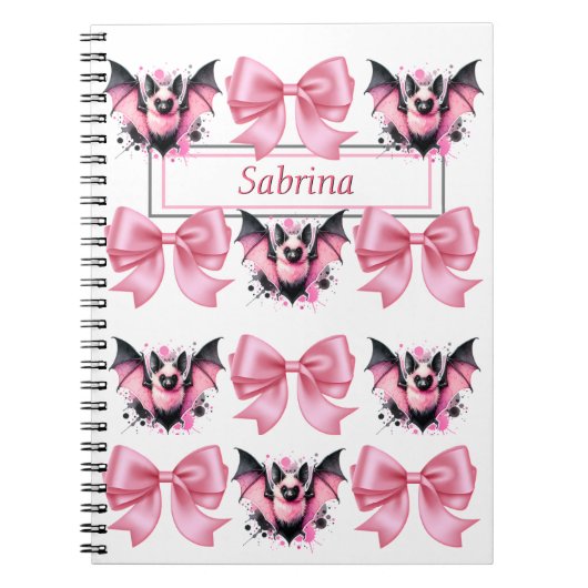 Custom Pink Bows & Bats Coquette Halloween-Geschen Notizblock (Vorderseite)