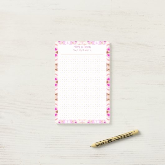 Custom Pink Brown Dot Grid Student Geschenkplaner Post-it Klebezettel (Auf Schreibtisch)